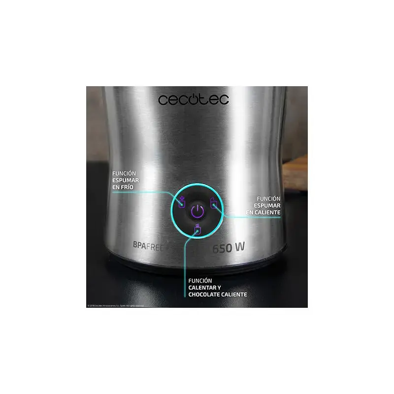 Cecotec Power Moka Spume 5000 espumador de leite, 650 W, 400 ml, 4 modos (espuma quente/fria, aquecimento, chocolate quente)