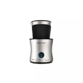 Espumador/aquecedor de leite CECOTEC 01518 — automático, 650 W, jarro em aço inoxidável, prateado