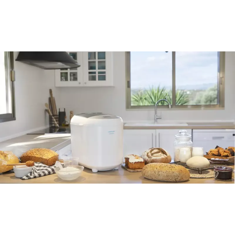 Cecotec Bread&Co 1000 Delicious máquina de pão, 19 programas, máx. 1 kg, ecrã LCD