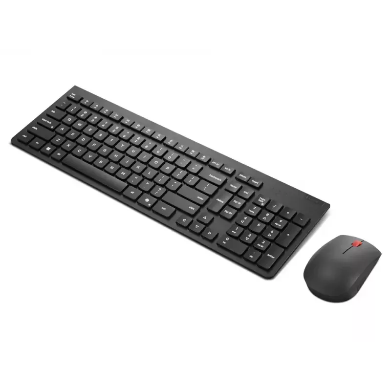 Conjunto de teclado e rato sem fios Lenovo Essential 2,4 GHz – teclado de tamanho completo com layout russo/cirílico, rato ótico ambidestro