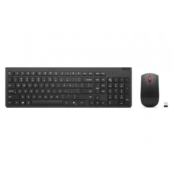 Conjunto de teclado e rato sem fios Lenovo Essential 2,4 GHz – teclado de tamanho completo com layout russo/cirílico, rato ótico ambidestro