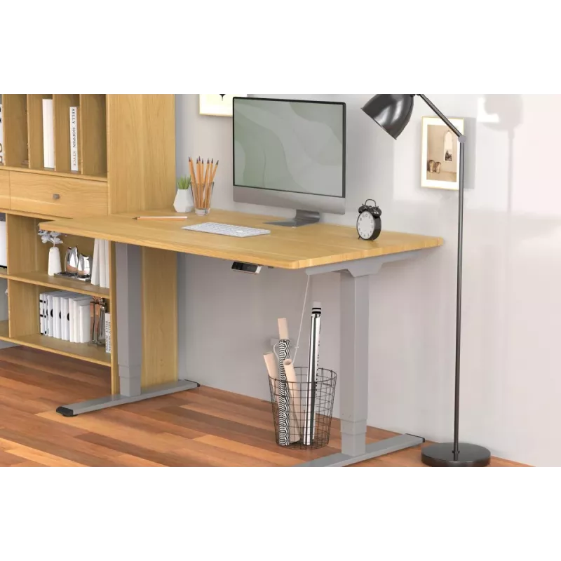 Base de mesa com regulação elétrica de altura Digitus, motor duplo, capacidade de carga 100 kg, cinzento