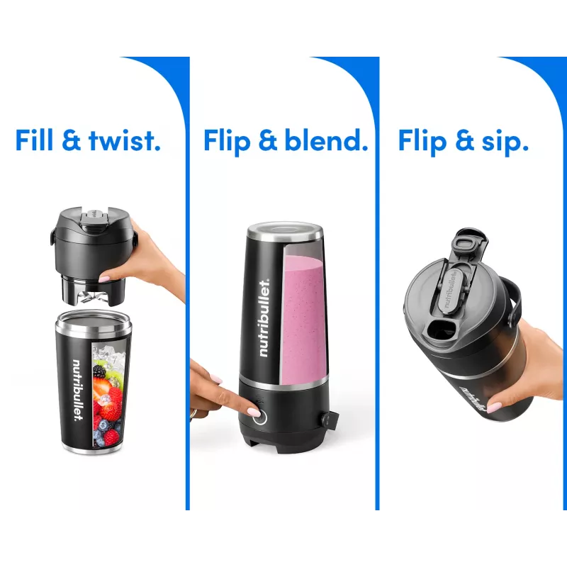 NutriBullet Flip 0,59 L liquidificadora portátil 11 W Preto