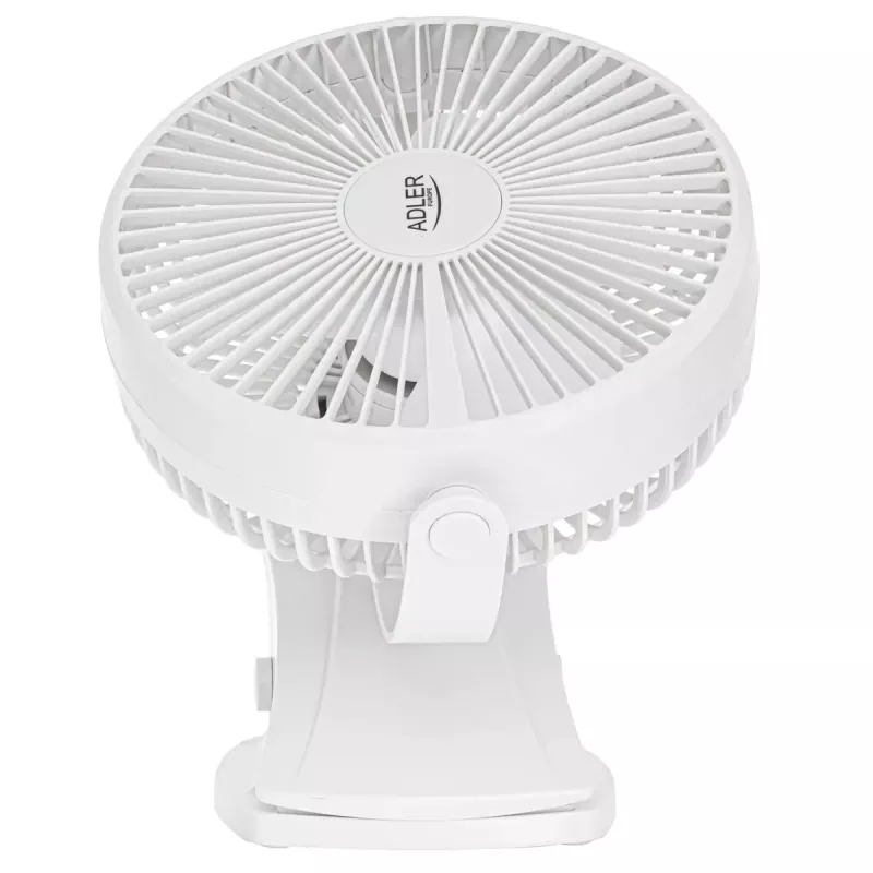 Ventilador de clipe recarregável Adler AD 7342 — 15,5 cm, 3 velocidades, oscilação, 5 W