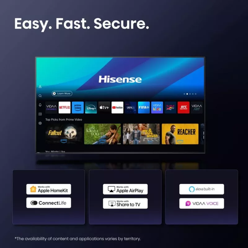 Hisense 85A6Q 85" (216 cm) 4K Ultra HD Smart TV, VIDAA, Dolby Vision, Wi-Fi, preto
