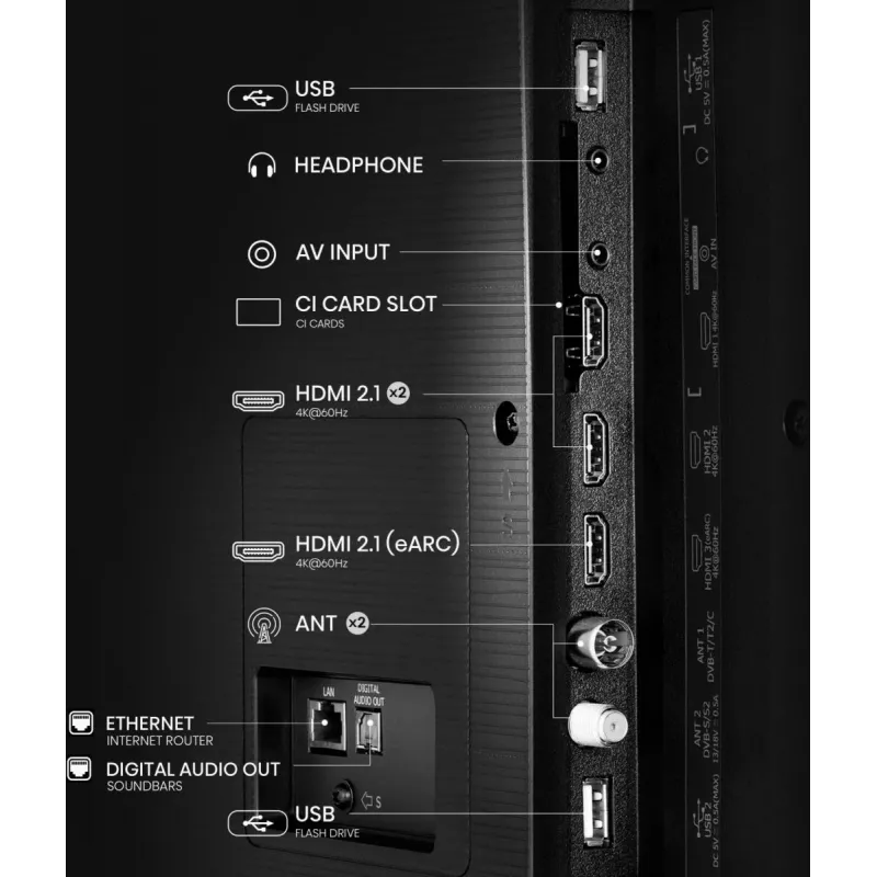 Hisense 85A6Q 85" (216 cm) 4K Ultra HD Smart TV, VIDAA, Dolby Vision, Wi-Fi, preto