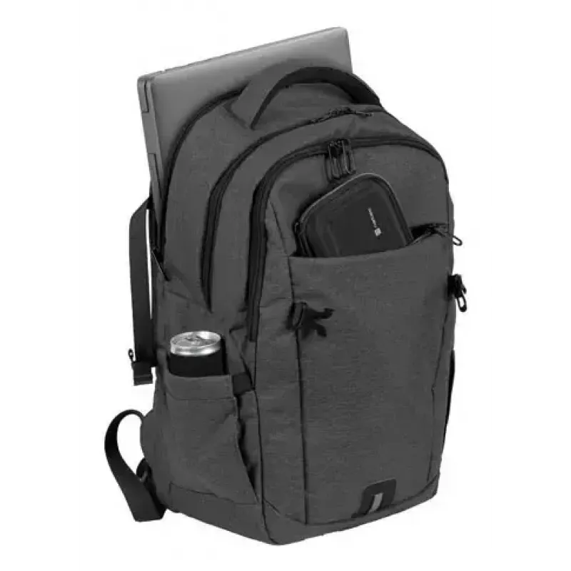 Mochila urbana NATEC NTO-2226 — poliéster, 160×325×465 mm, preto/cinzento