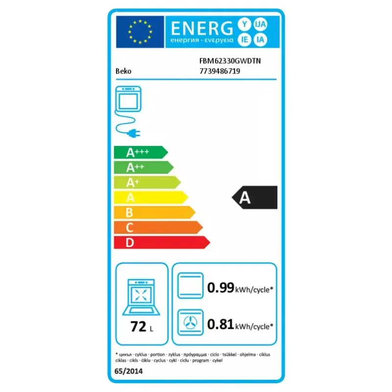 Fogão independente Beko FBM62330GWDTN elétrico gás preto branco 72L A