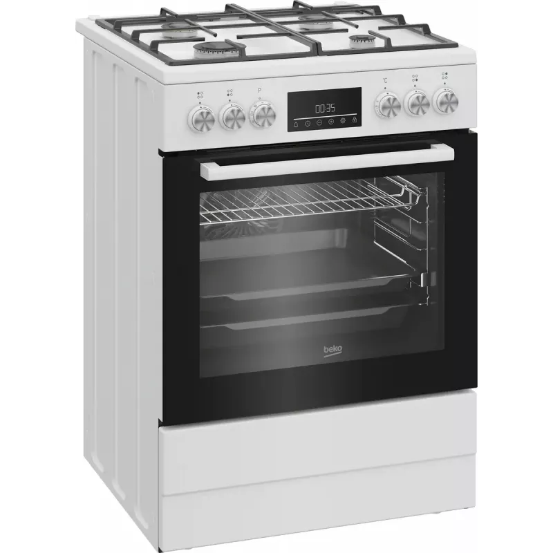Fogão independente Beko FBM62330GWDTN elétrico gás preto branco 72L A