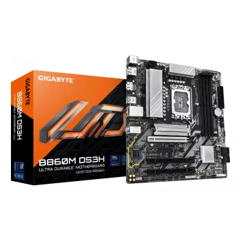 Placa-mãe GIGABYTE B860M DS3H - CPUs Intel Core Ultra Series, VRM 5+1+2+1 fases, até 9066MHz DDR5, 1xPCIe 5.0 + 1xPCIe 4.0 M.2, 2.5GbE LAN, USB 3.2 Gen 2