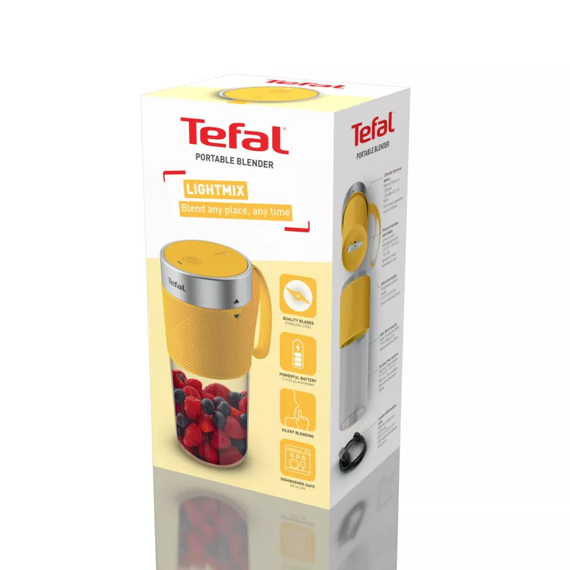 Batedeira portátil Tefal Lightmix BL1C0230 – 0,3 l, recarregável Li‑Ion 1200 mAh, aço inoxidável/amarelo