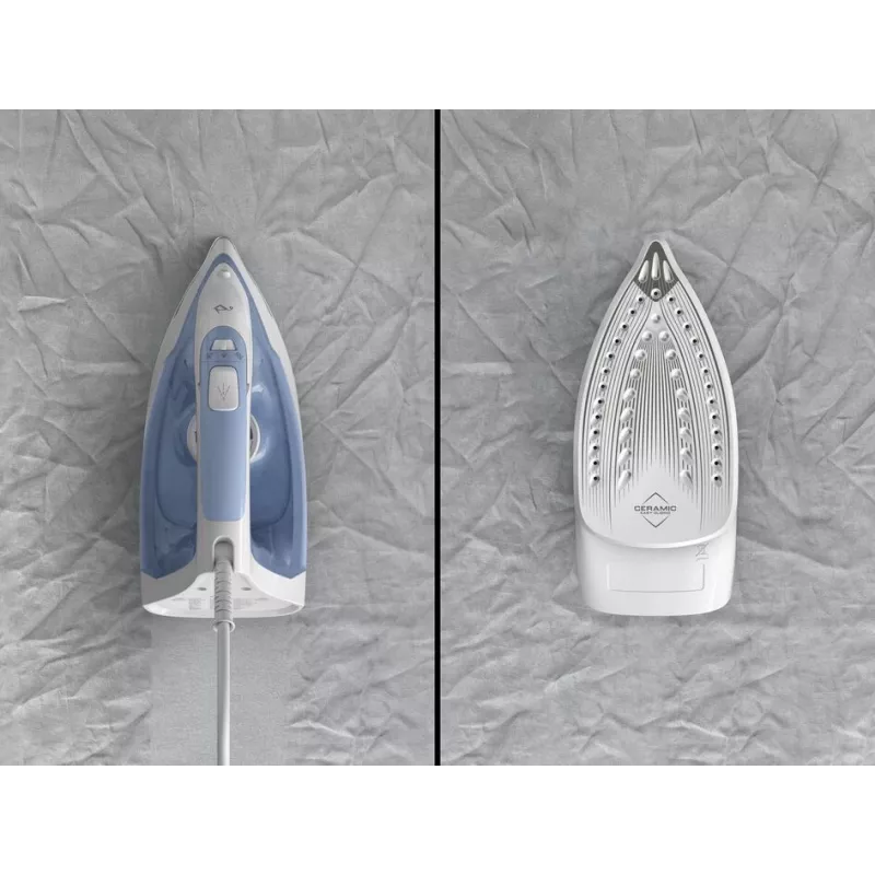 Ferro de engomar Tefal Virtuo 30 FV2C41E0 Ferro a seco e a vapor Sola de cerâmica 2000 W Azul, Branco