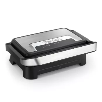 Grelhador de contacto Tefal Inicio Compact GC270D10 — retangular 1000 W, grelha superior, preto/aço inoxidável