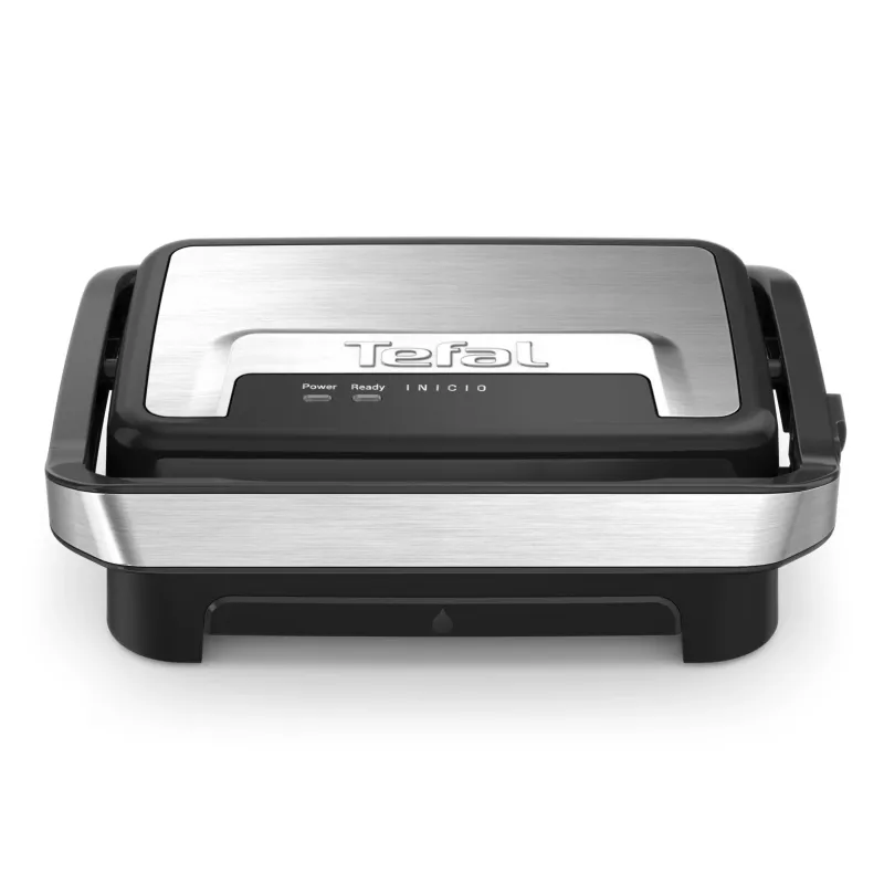 Grelhador de contacto Tefal Inicio Compact GC270D10 — retangular 1000 W, grelha superior, preto/aço inoxidável
