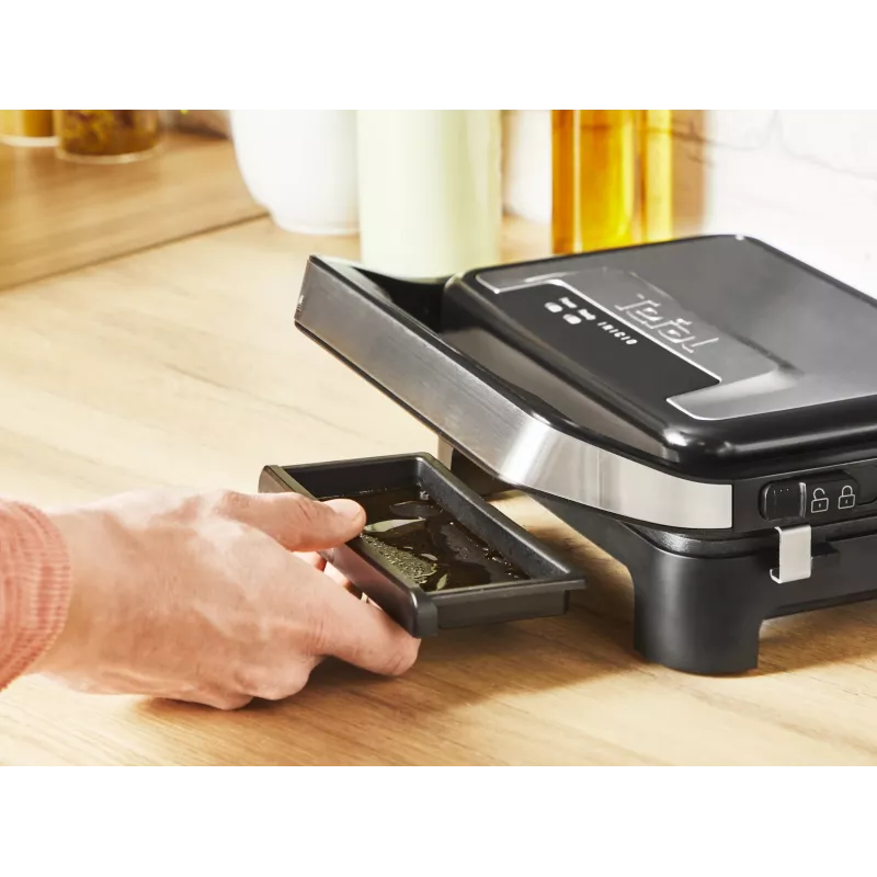 Grelhador de contacto Tefal Inicio Compact GC270D10 — retangular 1000 W, grelha superior, preto/aço inoxidável