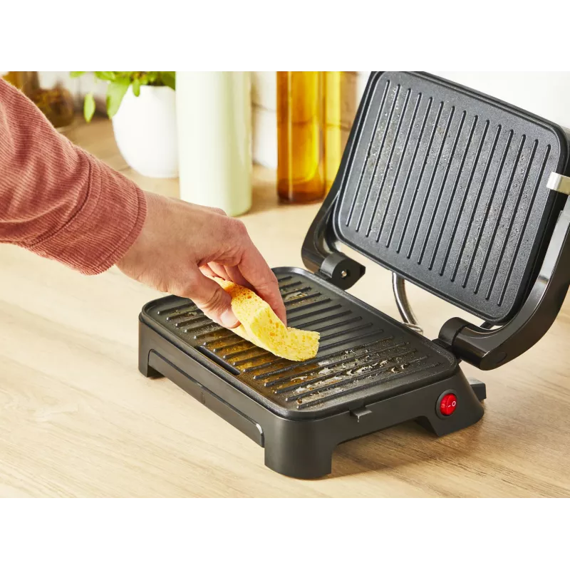 Grelhador de contacto Tefal Inicio Compact GC270D10 — retangular 1000 W, grelha superior, preto/aço inoxidável