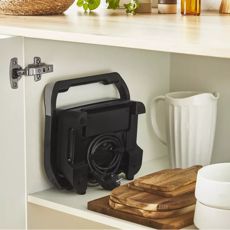 Grelhador de contacto Tefal Inicio Compact GC270D10 — retangular 1000 W, grelha superior, preto/aço inoxidável
