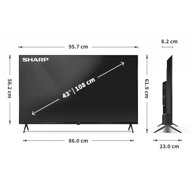 Sharp 43HP5265E TV 109,2 cm (43 polegadas) 4K Ultra HD Smart TV Wi-Fi Preto