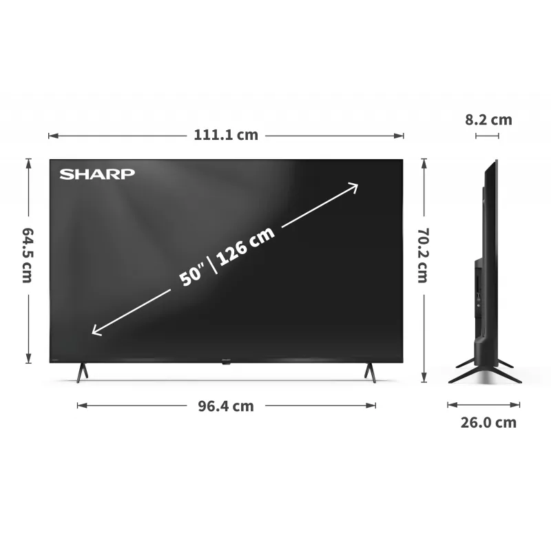 Sharp 50HP5265E 50" (127 cm) 4K Ultra HD Smart TV, Google TV, Wi-Fi, preto