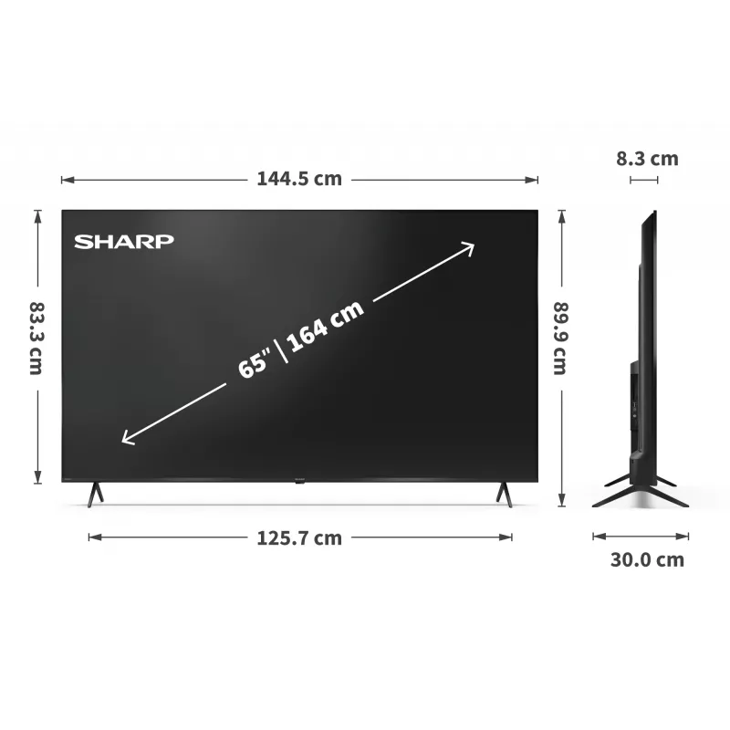 Sharp 65HP5265E 65" (165,1 cm) 4K Ultra HD Smart TV, Google TV, Wi-Fi, preto