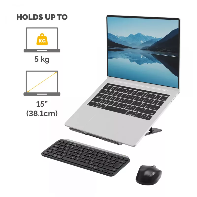 Suporte para portátil Fellowes Alumia portátil tamanho máx. 15 polegadas peso máx. 5 kg Preto