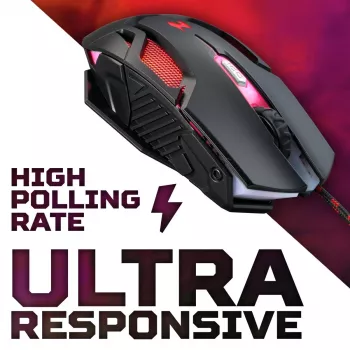 Rato gaming Acer Nitro NMW200 — ambidestro, ótico 7200 DPI, 7 botões, USB Type-A, preto