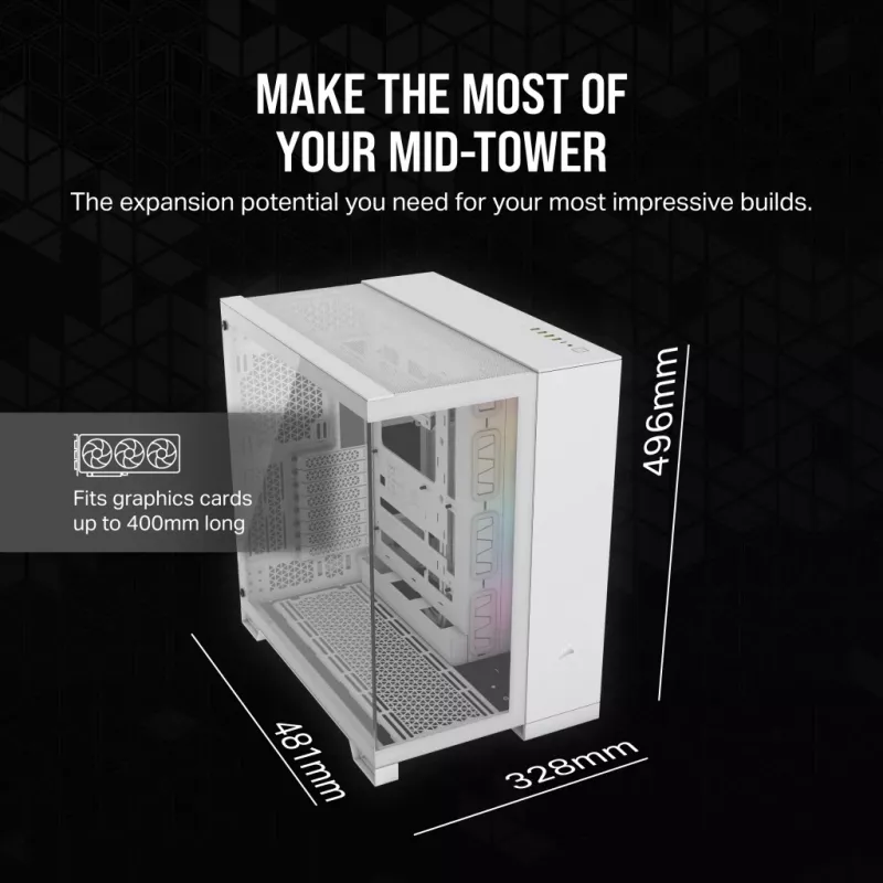 Caixa de PC CORSAIR – iCUE LINK 6500X RGB Mid-Tower Dual Chamber branco