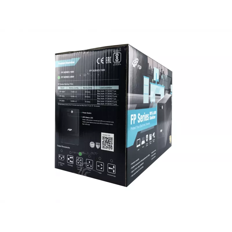 Fonte de alimentação ininterrupta (UPS) FSP FP 2000 Line-Interactive 2 kVA 1200 W 4 saídas AC