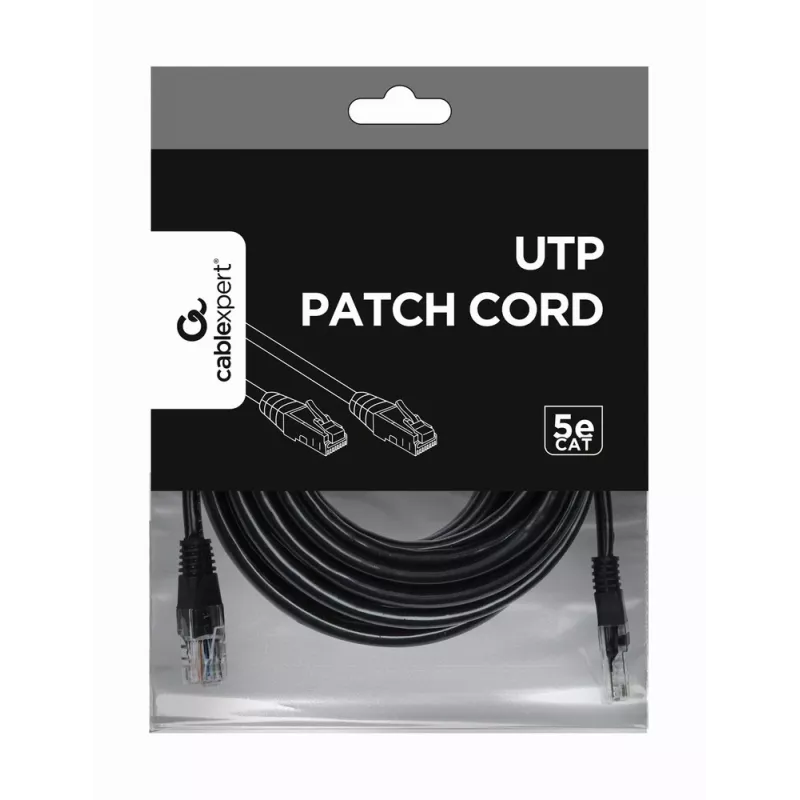 Cabo de rede GEMBIRD - Cat 5e - UTP - 5 m - Preto