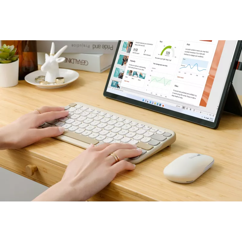 Teclado Bluetooth sem fios ASUS Marshmallow KW100 — layout US International, Oat Milk