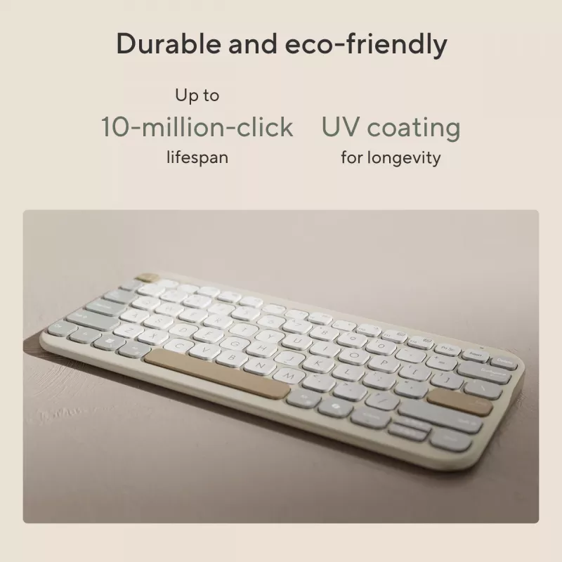 Teclado Bluetooth sem fios ASUS Marshmallow KW100 — layout US International, Oat Milk