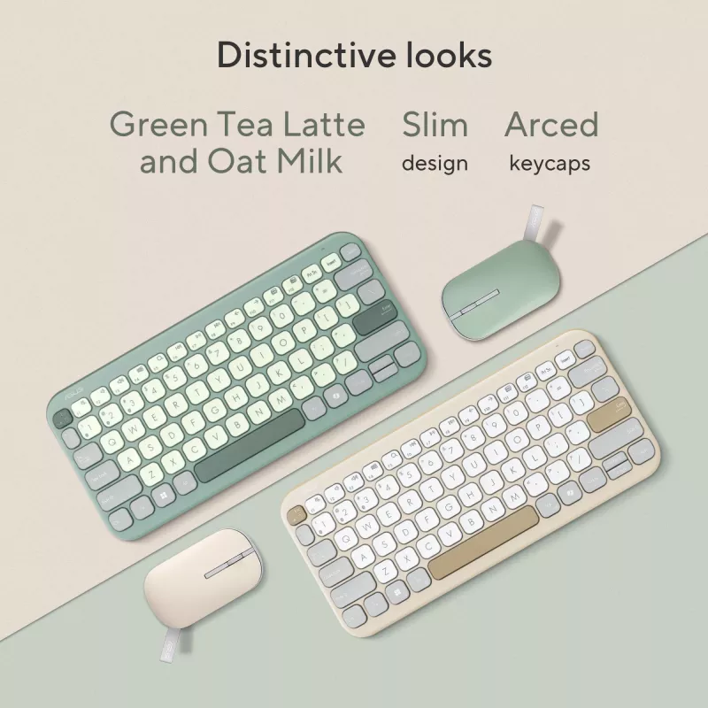 Teclado Bluetooth sem fios ASUS Marshmallow KW100 — layout US International, design compacto