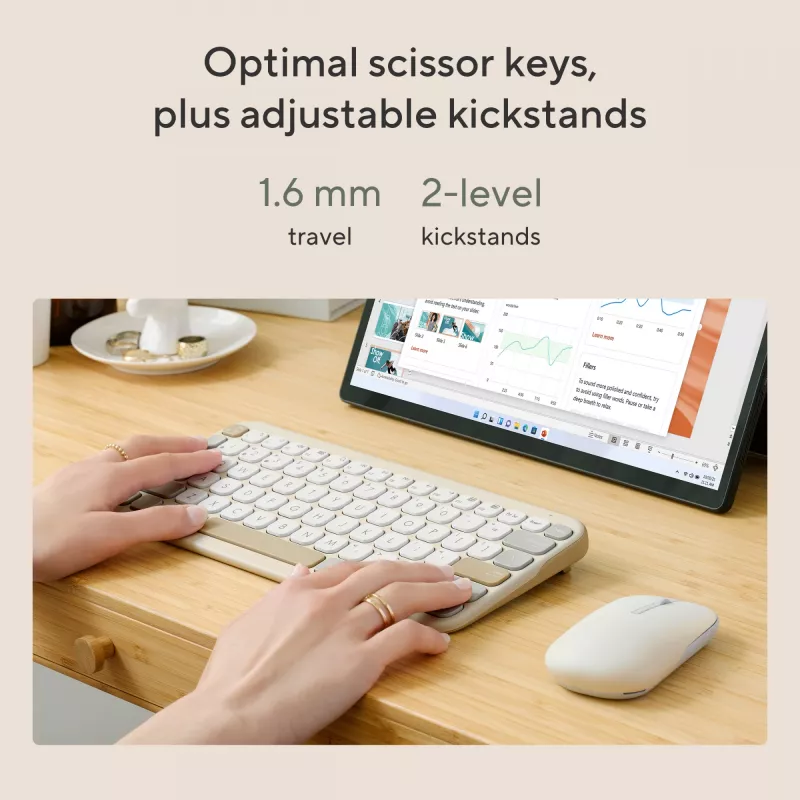 Teclado Bluetooth sem fios ASUS Marshmallow KW100 — layout US International, design compacto
