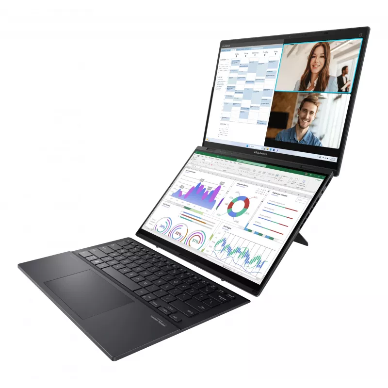 ASUS Zenbook Duo UX8406CA-PZ009W portátil 35,6 cm (14 polegadas) OLED ecrã tátil 3K 2880x1800 Intel Core Ultra 9 285H 32 GB LPDDR5X 2 TB SSD Intel Arc Graphics Wi-Fi 7 (802.11be) Windows 11 Home Basalt Grey