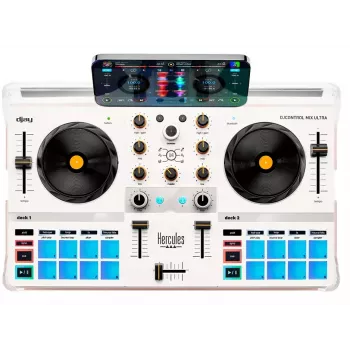 Controlador DJ Hercules DJControl Mix Ultra – branco, controlador Bluetooth portátil
