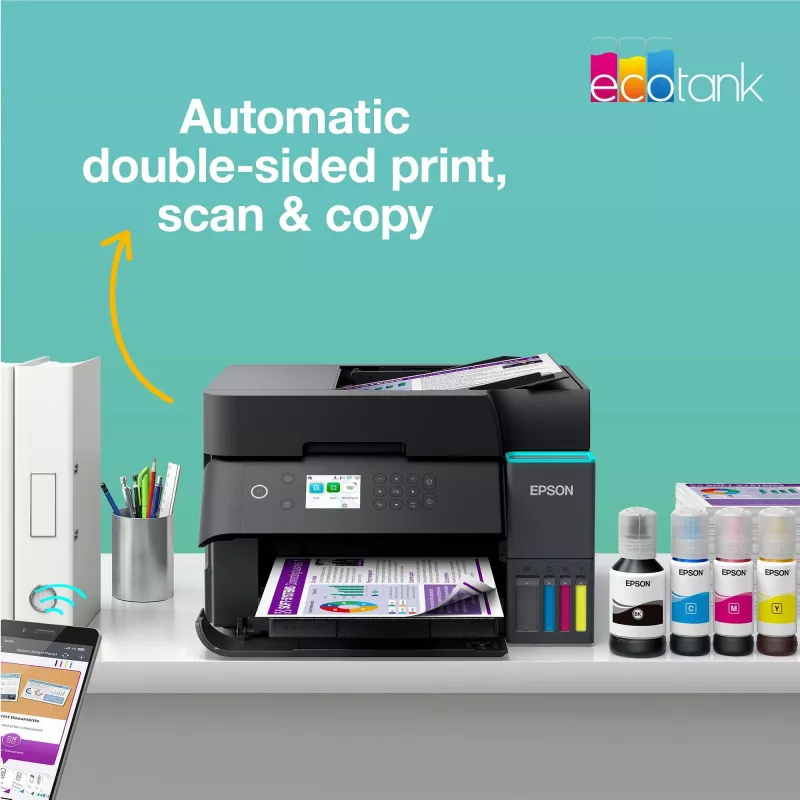 Impressora multifunções jato de tinta Epson EcoTank L6370 — cor, A4, 4800x1200 DPI, Wi‑Fi, Ethernet