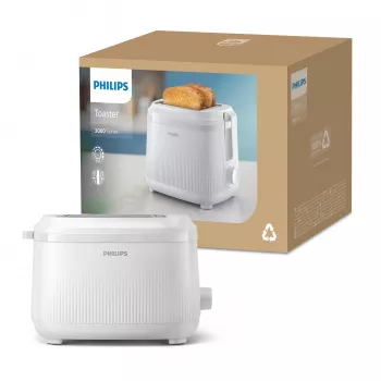 Torradeira Philips série 3000, 2 fatias, branco, metal, botões, botão rotativo, 900 W, 220-240 V