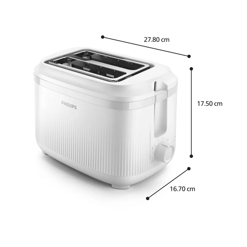 Torradeira Philips série 3000, 2 fatias, branco, metal, botões, botão rotativo, 900 W, 220-240 V