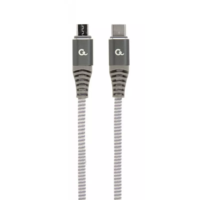 Cabo de carregamento e dados USB Type-C para micro-USB GEMBIRD Premium revestido a algodão, 1,5 m - Cinzento
