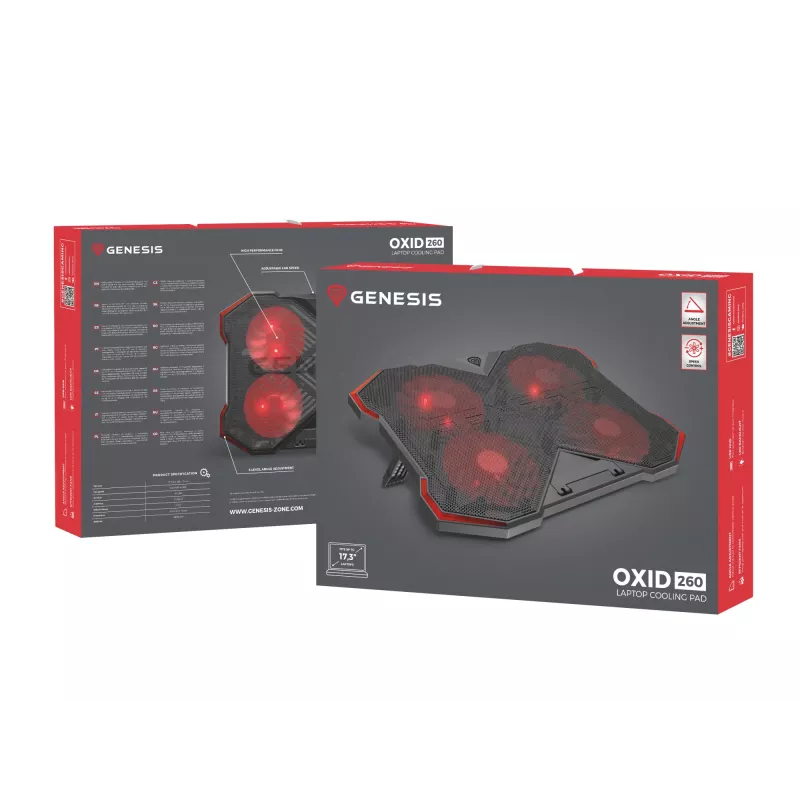 Base de arrefecimento para portátil GENESIS Oxid 260 43,9 cm (17,3