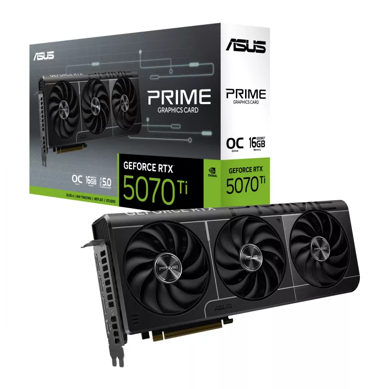 ASUS PRIME GeForce RTX 5070 Ti OC Edition 16 GB GDDR7 placa gráfica, 256 bits, PCIe 5.0, 3x DisplayPort, 1x HDMI 2.1, 304 × 126 × 50 mm