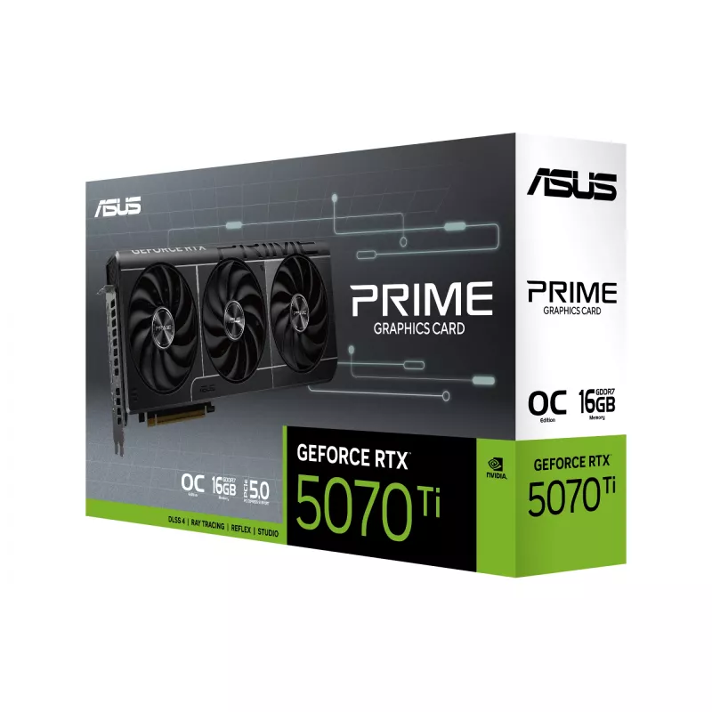 ASUS PRIME GeForce RTX 5070 Ti OC Edition 16 GB GDDR7 placa gráfica, 256 bits, PCIe 5.0, 3x DisplayPort, 1x HDMI 2.1, 304 × 126 × 50 mm