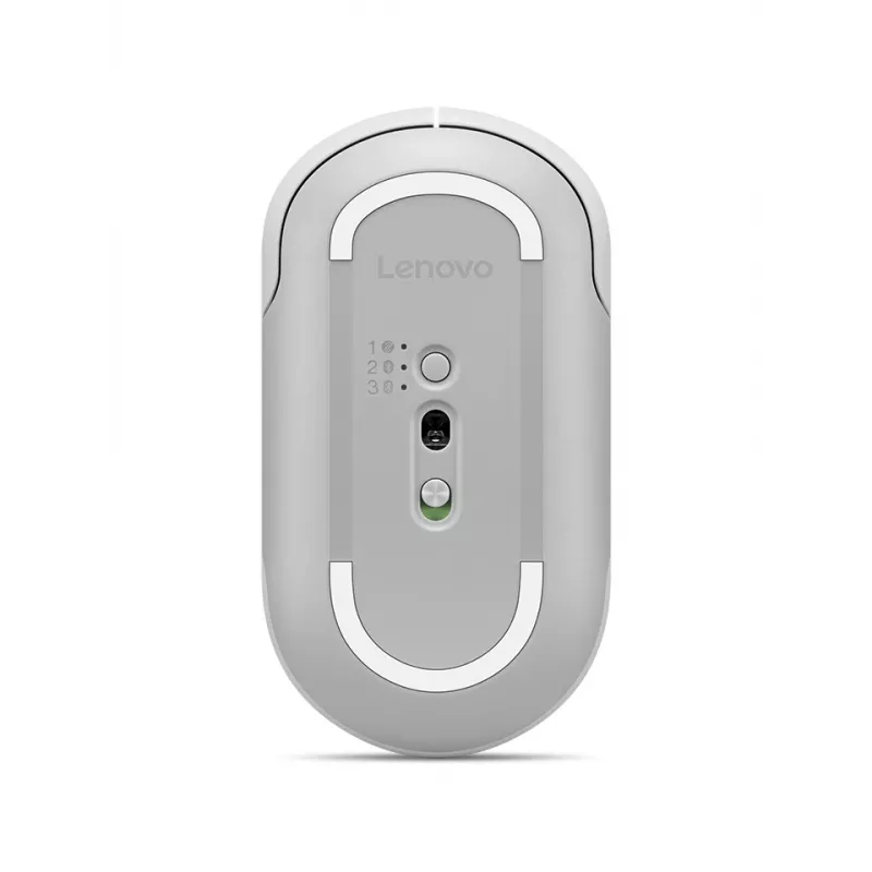 Rato silencioso sem fios Lenovo 700 multi-dispositivo, ambidestro, ótico, 4000 DPI, RF + Bluetooth, 8 botões, branco