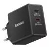 Carregador para dispositivos móveis Lenovo G0A6065BEU — carregador AC universal para interior, 2× USB-C, 100–240 V, cabo de 1,5 m, preto