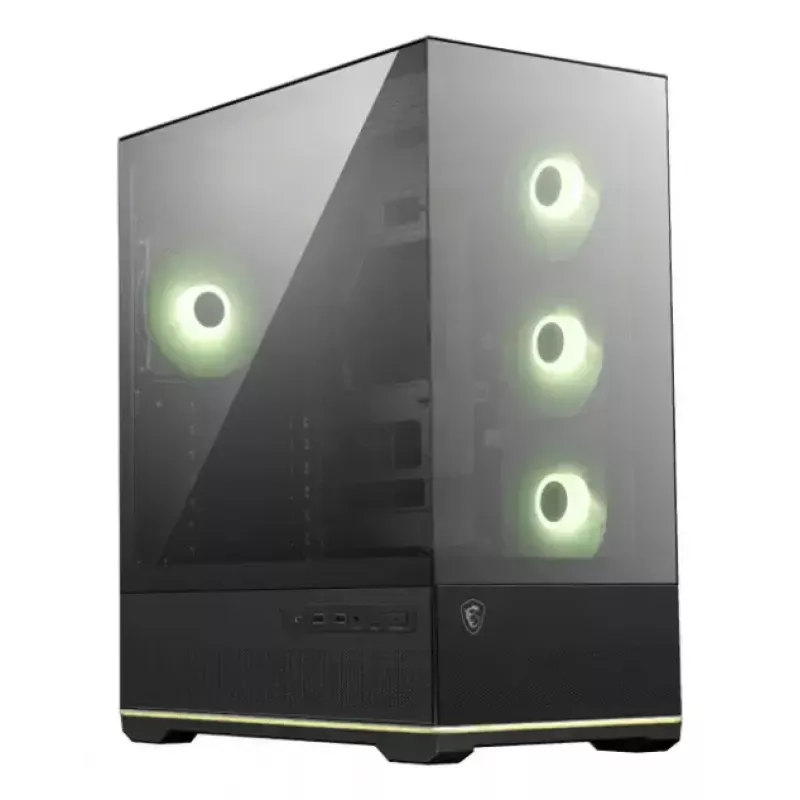 Caixa de PC MSI MAG PANO 110R PZ Midi Tower — vidro temperado, ATX, 3 ventoinhas frontais de 120 mm, USB-C, suporta radiadores de 360 mm