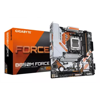 Placa-mãe GIGABYTE B850M FORCE - CPUs AMD Ryzen 9000 Series, 8+2+2 fases VRM digital, até 9600MHz DDR5 (OC), 1xPCIe 5.0 + 2xPCIe 4.0 M.2, 2.5 GbE LAN, USB 3.2 Gen 2