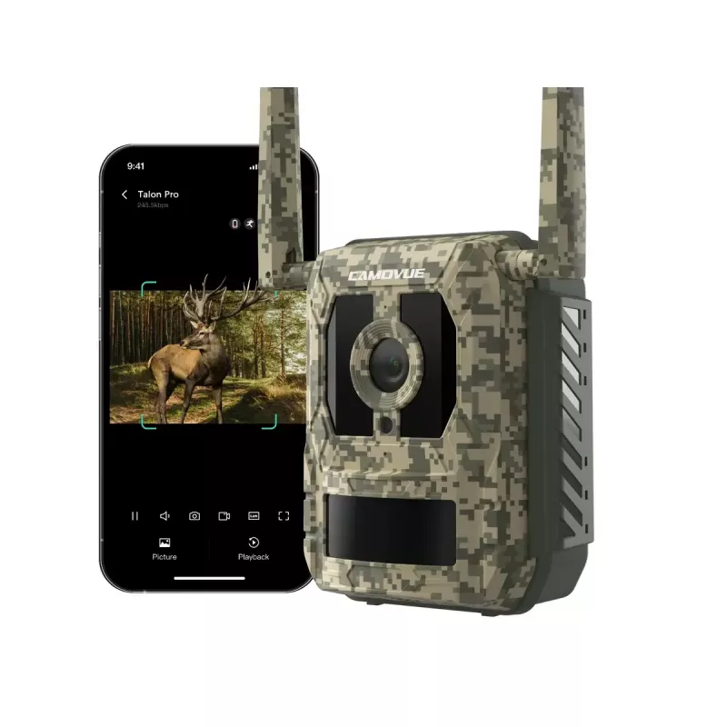 Câmara de caça Reolink Camovue Talon S130 4G LTE, 8 MP, 3840×2160, 95° H × 50,2° V, IP67, recarregável por USB‑C, para exterior