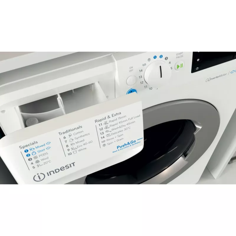 Máquina de lavar e secar roupa Indesit BDE 76435 WSV EE carregamento frontal independente branca