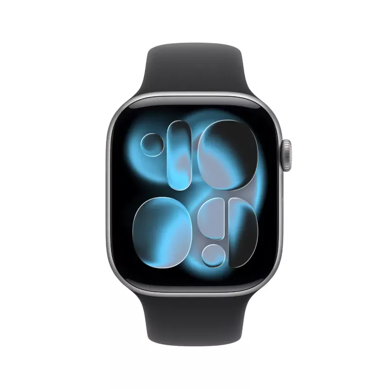 Smartwatch Apple Watch Series 11 GPS 46mm caixa de alumínio cinzento sideral com banda desportiva preta M/L