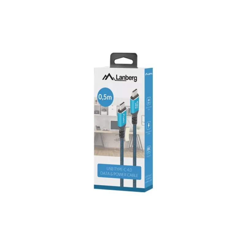 Lanberg CA-CMCM-44CU-0005-BK cabo USB-C M/M USB4 de 0,5 m, 240 W, 8K 60 Hz